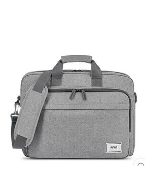 Solo New York Briefcase With 15.6" Laptop Pocket, Gray Recycled Materials